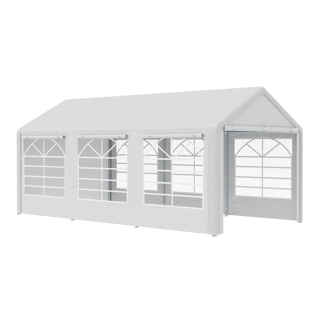 Topcobe 10' x 20' Heavy Duty Party Tent & Carport with Removable Sidewalls and Double Doors, Large Canopy Tent, Sun Shade Shelter, Outdoor Patio Canopy for Garden Backyard Parties, BBQ, White