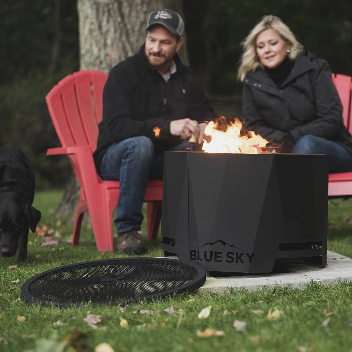 Blue Sky Outdoor Living 24? Steel Peak Patio Smokeless Fire Pit with Spark Screen Kit, Firewood and/or Wood Pellet Burning