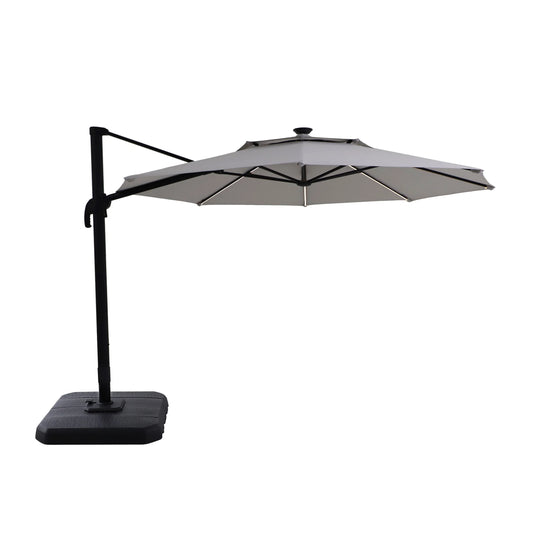Better Homes & Gardens 12' x 11' 8-Rib Gray Octagonal Outdoor Patio Umbrella and Weighted Base