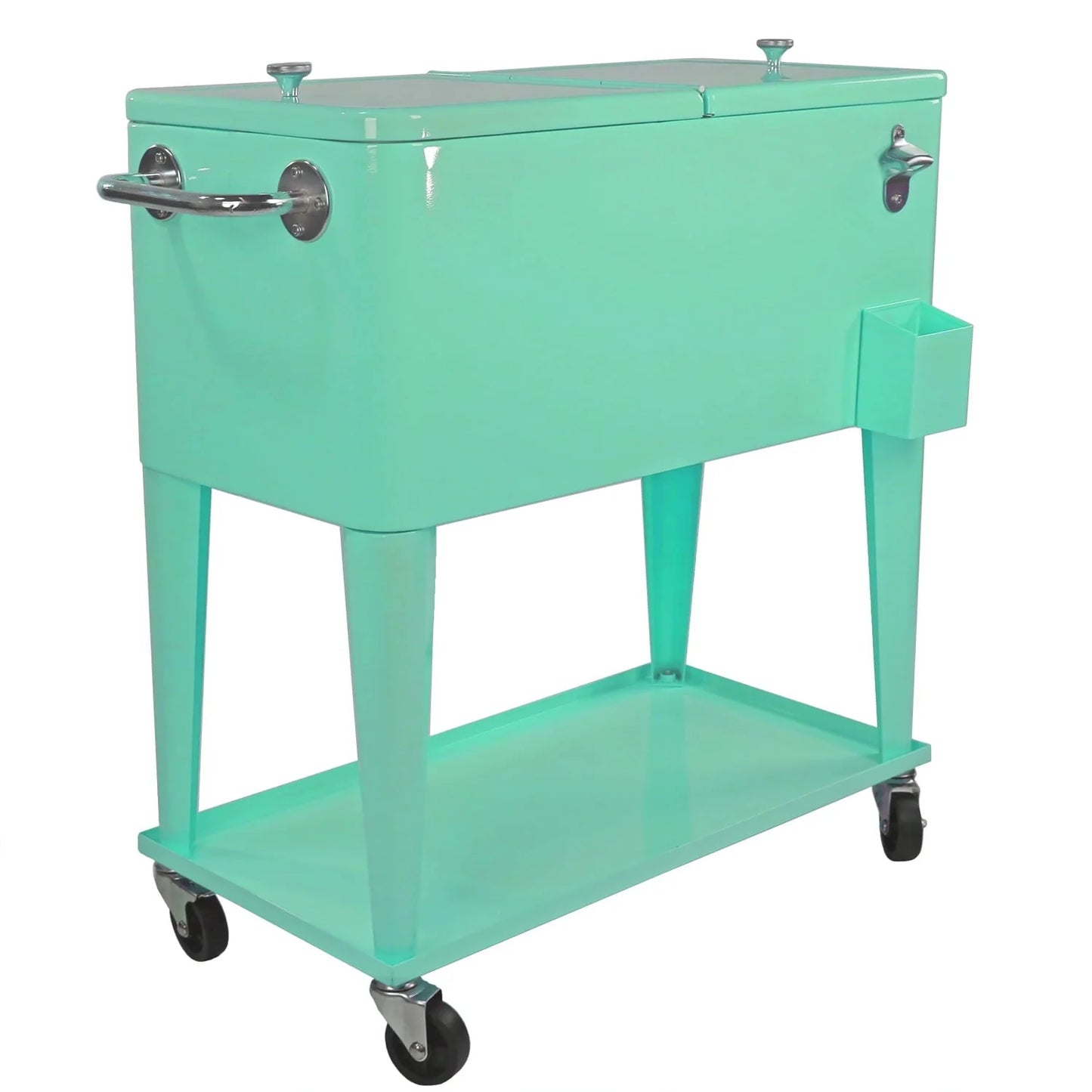 Home Aesthetics Retro 80Qt Quart Rolling Cooler Cart Ice Chest Patio Outdoor