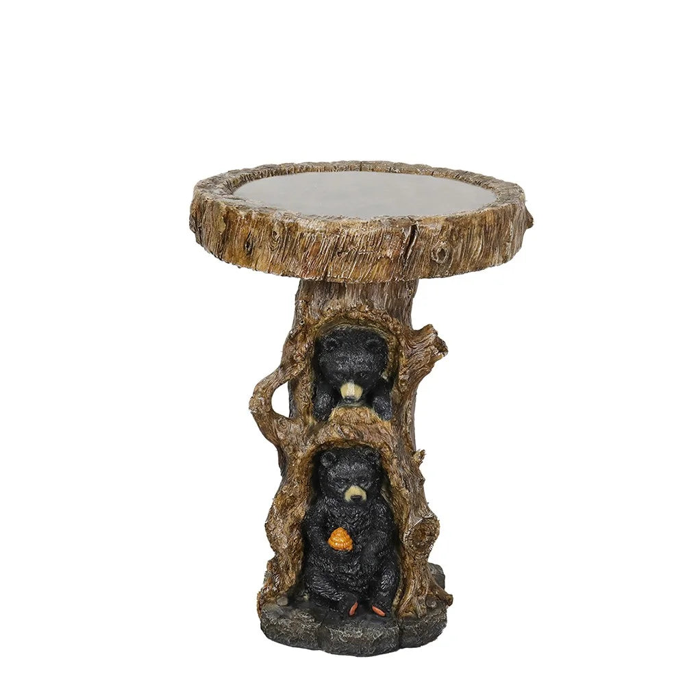 23.6?Tall Resin Outdoor Bird Baths for Garden - Outdoor Standing Birdbath with Bear Statue, Pedestal Birdbaths for Outdoors, Garden, Patio, Lawn, Backyard