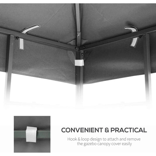 10x10 Ft Outdoor Patio Replacement Canopy Double Tiered Gazebo Tent Roof Top Cover Only Frame Not Include UV Protection Fade Resistant