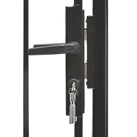 vidaXL Fence Gate Metal Fence Post Garden Gate for Outdoor Patio Lawn Steel