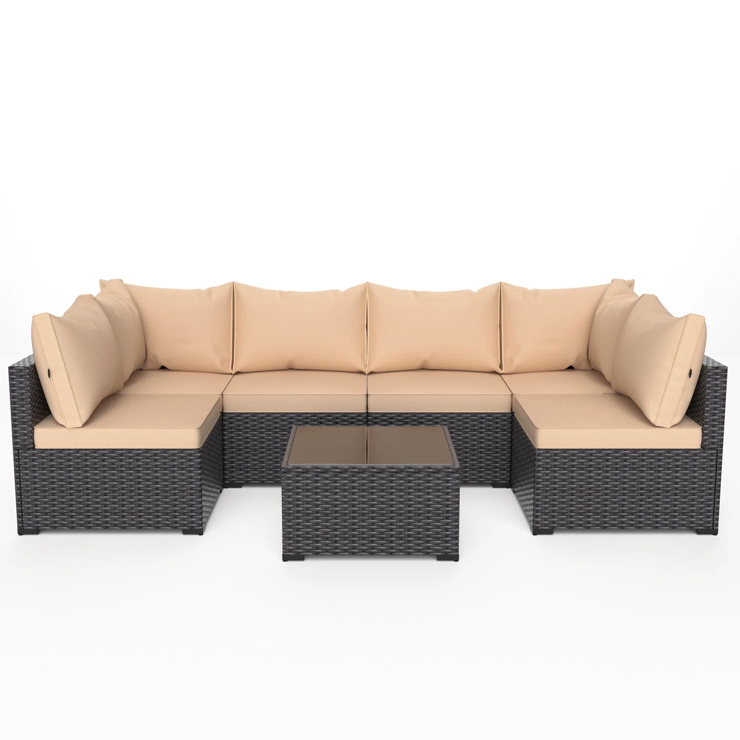 8 Piece Patio Furniture Set with 42" Propane Gas Fire Pit Table with Coffee Table,Blue