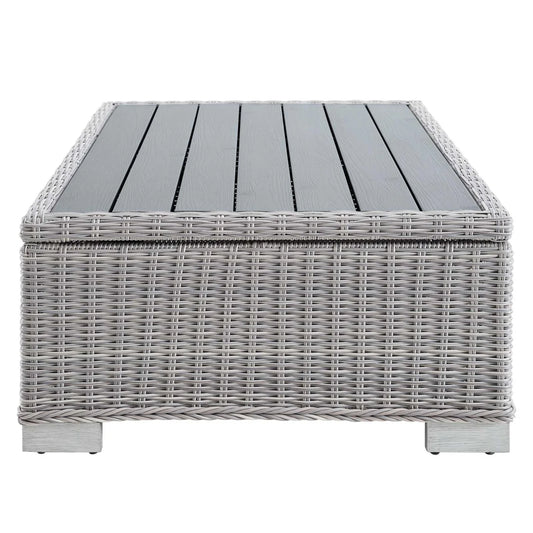 Modway Conway 45" Outdoor Patio Wicker Rattan Coffee Table in Light Gray