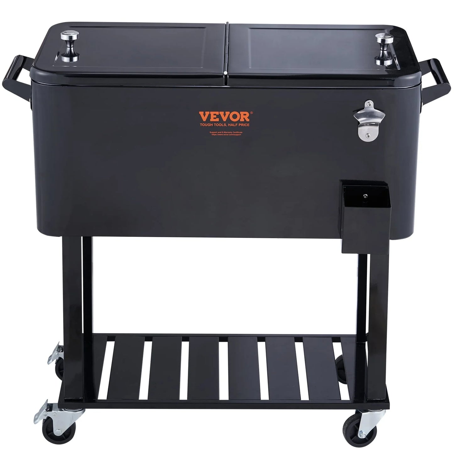 BENTISM 80Qt Rolling Cooler Cart with Bottle Opener Drainage Patio Party Bar Drink