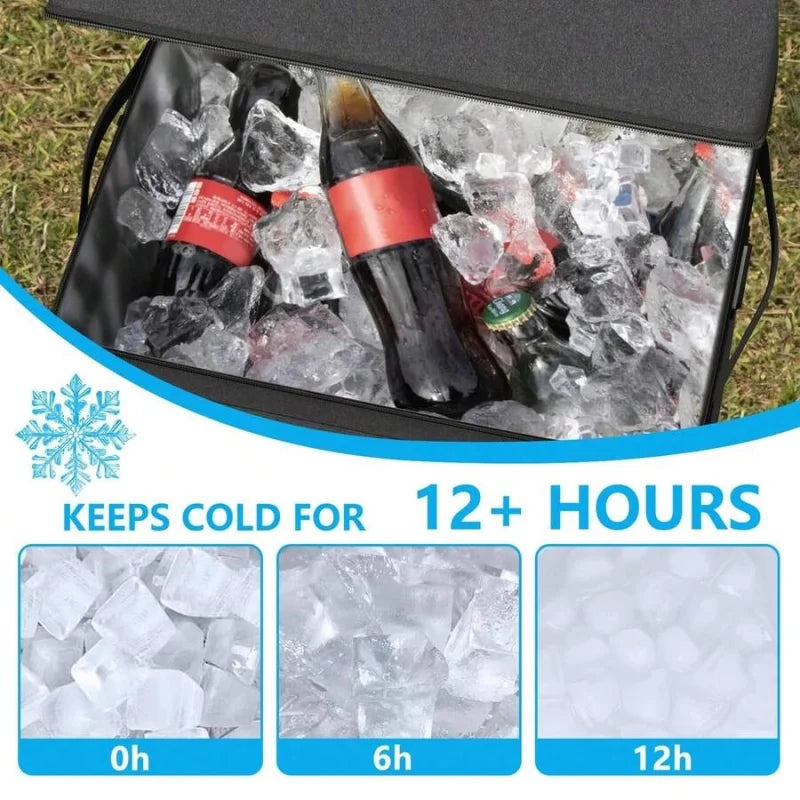 Cooler With Wheels And Handle, Portable Rolling Cooler, Ice Chest Cooler, 50 Can Large Cooler Bag For Beach, Outdoor Camping, Picnic, Patio Travel