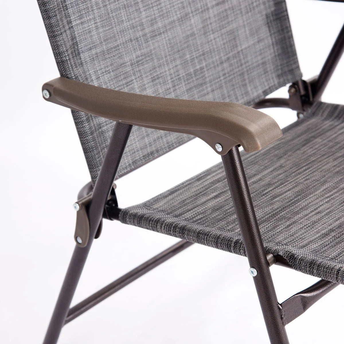 Costway Set of 2 Patio Folding Sling Back Chairs Camping Deck Garden Beach Gray