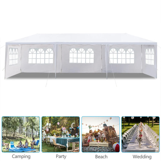 10'x30' Canopy Tent, Canopy Party Tent with 5 Removable Sidewalls,Waterproof Gazebo Tent for Patio/Outdoor/Wedding Parties and Events, White