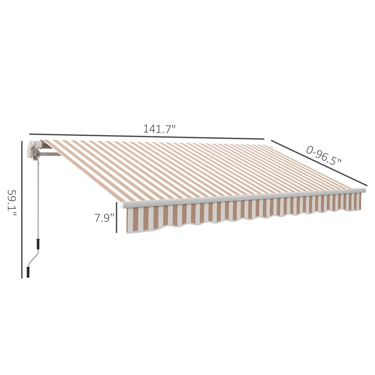 Outsunny 12' x 10' Manual Retractable Awning Outdoor Sunshade Shelter for Patio, Balcony, Yard, with Adjustable & Versatile Design, Beige and White