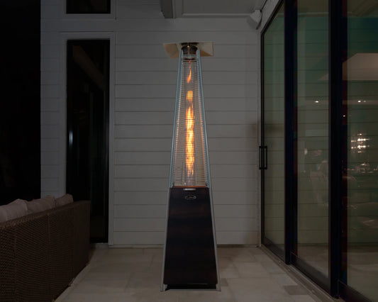 Fire Sense Pyramid Flame Patio outdoor propane Heater Tower with Wheels Coronado Brushed Bronze
