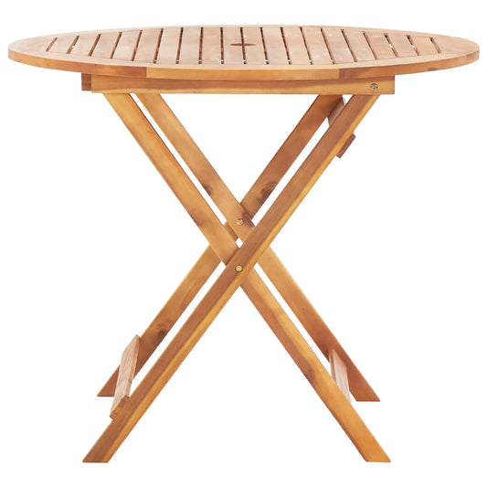 Topcobe 35.4" x 29.5" Solid Acacia Wood Bistro Table with A Umbrella Hole for Garden Patio, Brown