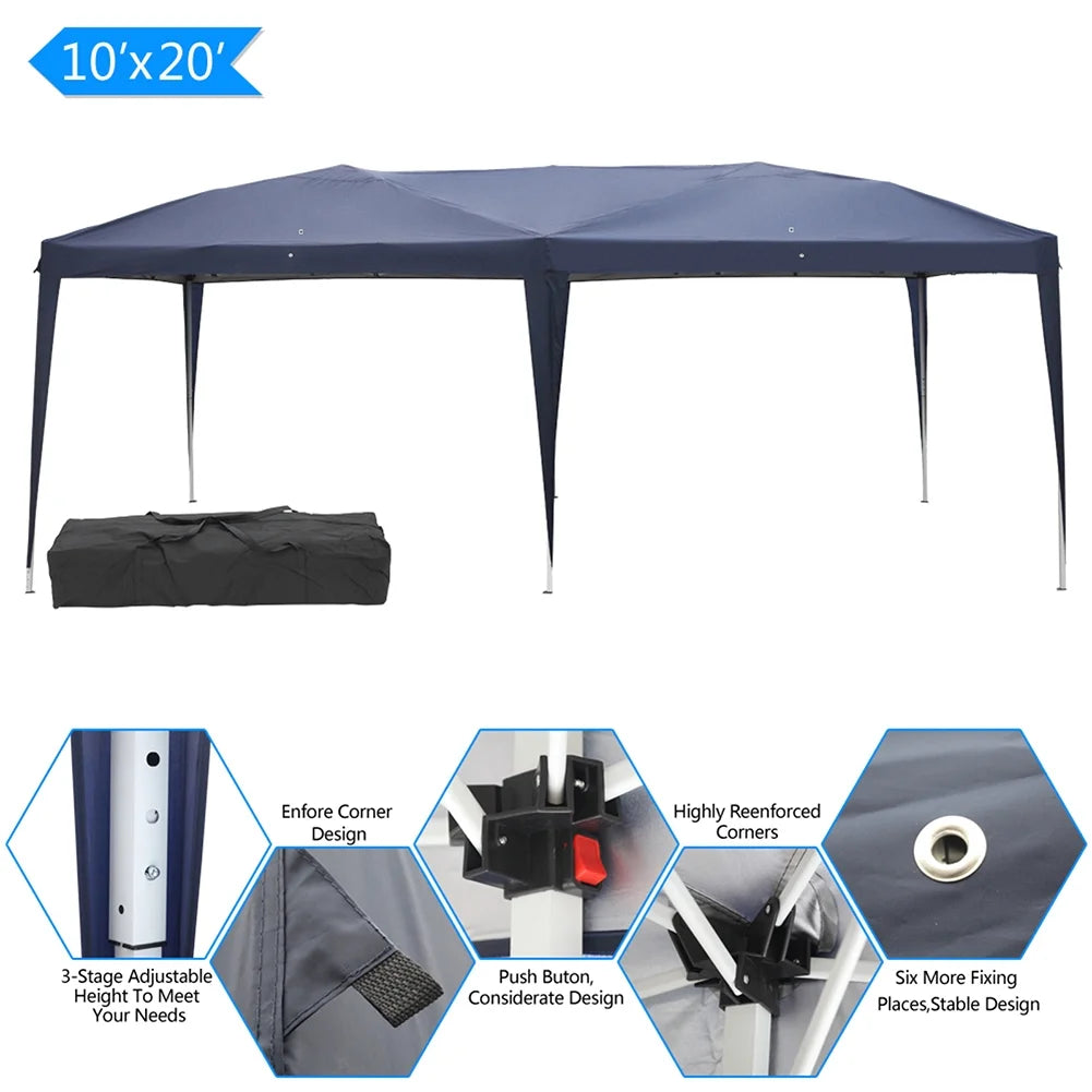 EDOEMSE 10x20 Outdoor Tent Canopy, Home Use Outdoor Camping Waterproof Folding Tent with Carry Bag, UV Resistant Waterproof Canopy Tent for Outdoor Events, Patio Backyard, Blue