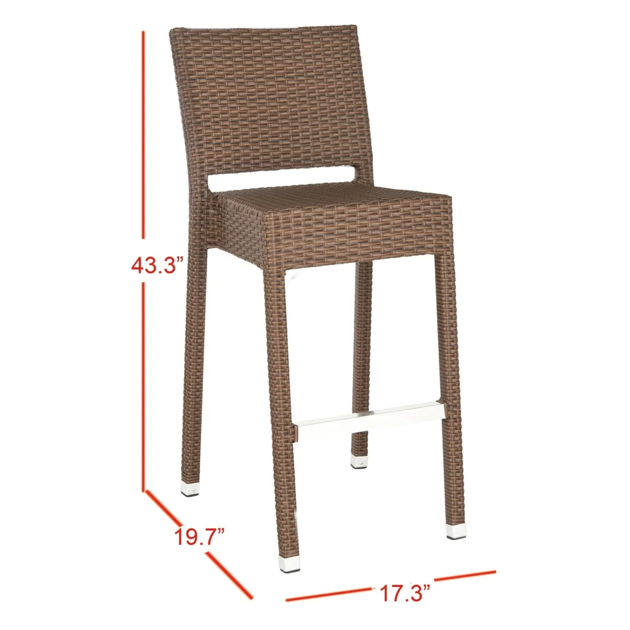 SAFAVIEH Bethel Contemporary Outdoor Patio Rattan Bar Stool, White