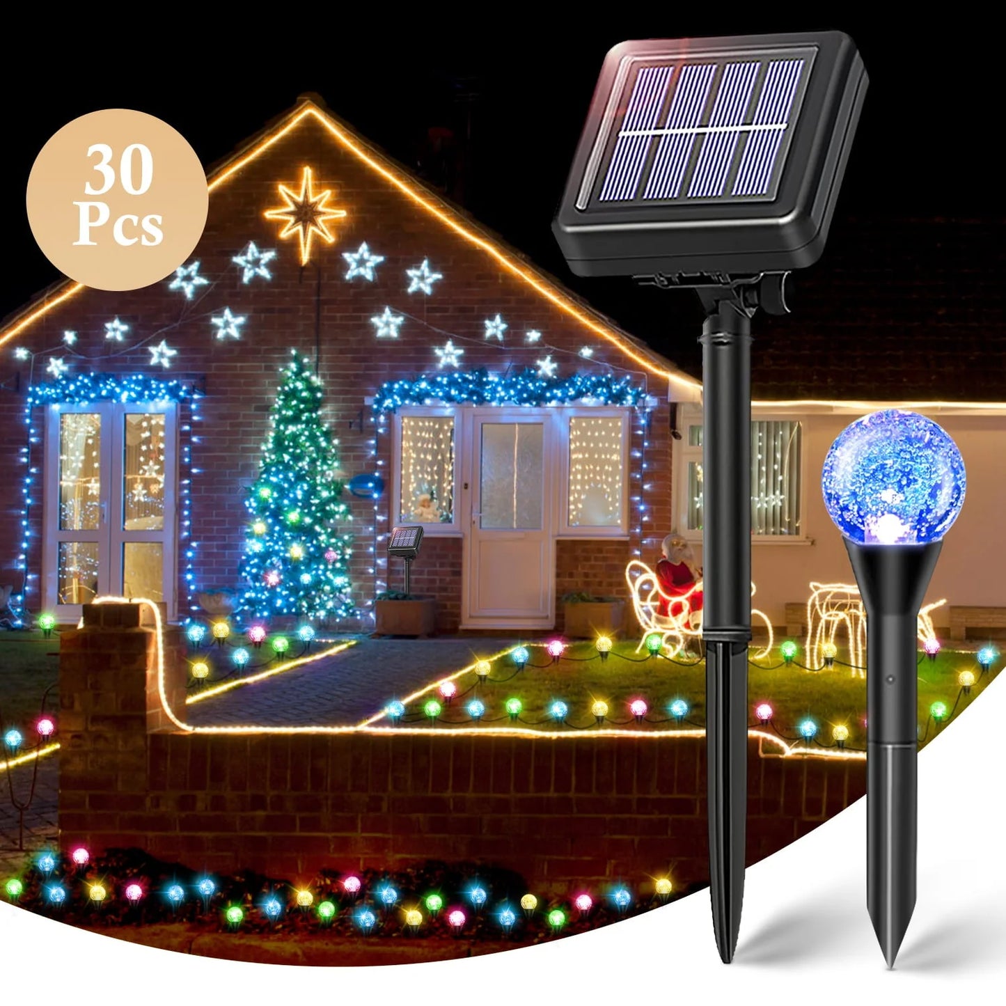 Laighter 30 Pack Solar Lights Outdoor Waterproof LED Landscape Lawn Lamp for Garden Patio Yard Pathway