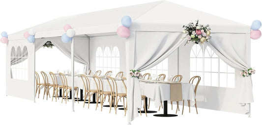 SLSRFD 10'x30' Outdoor Canopy Tent Patio Camping Gazebo Shelter Pavilion Cater Party Wedding BBQ Events Tent w/Removable Sidewalls