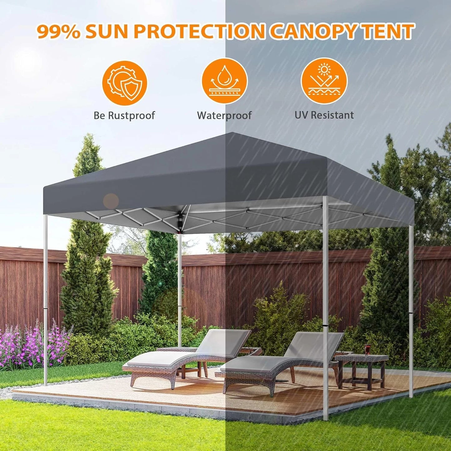 Puppys 10 X 10ft Pop Up Canopy Tent Easy Set up Outdoor Instant Straight Legs Portable Gazebo Shelter with Wheeled Bag for Camp Beach Patio and Garden (Blue)
