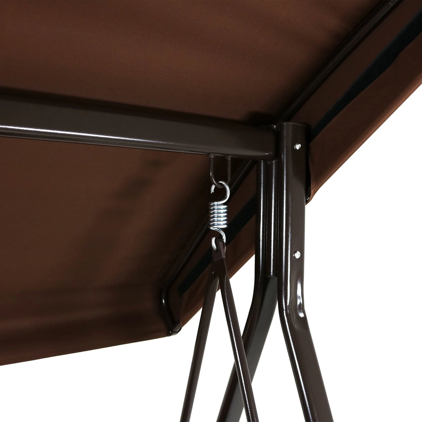 Sunnydaze Steel 3-Person Patio Swing with Adjustable Tilt Canopy and Cushions, Brown