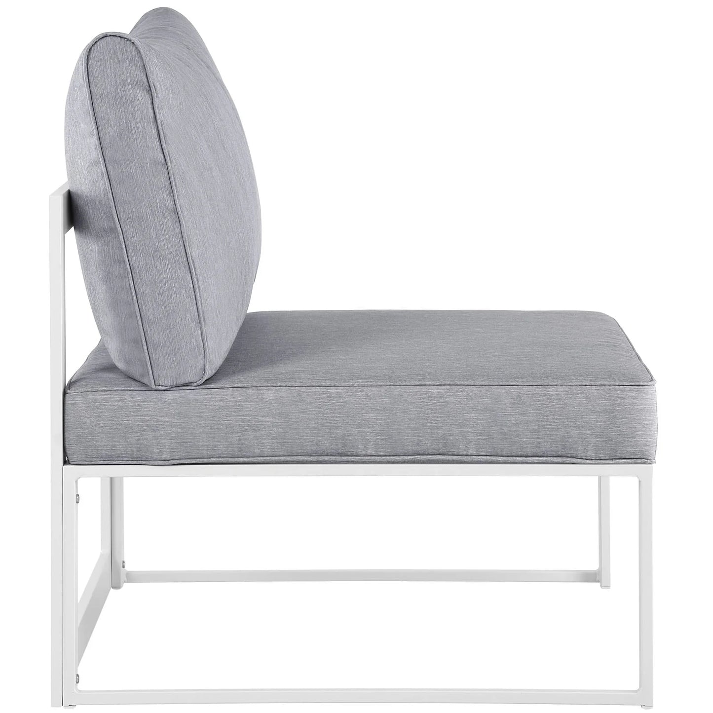 Modway Fortuna 7 Piece Outdoor Patio Sectional Sofa Set in White Gray