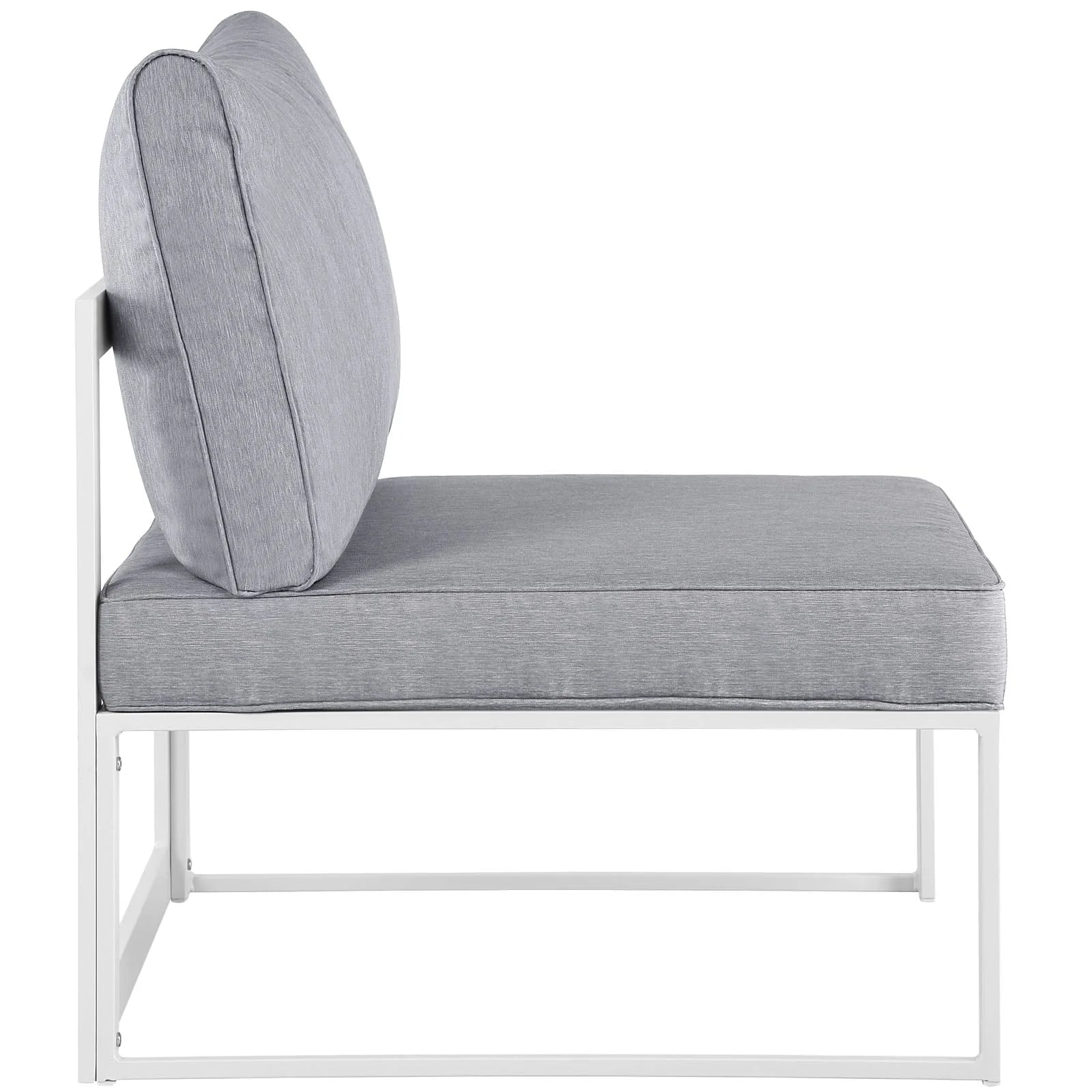 Modway Fortuna 7 Piece Outdoor Patio Sectional Sofa Set in White Gray