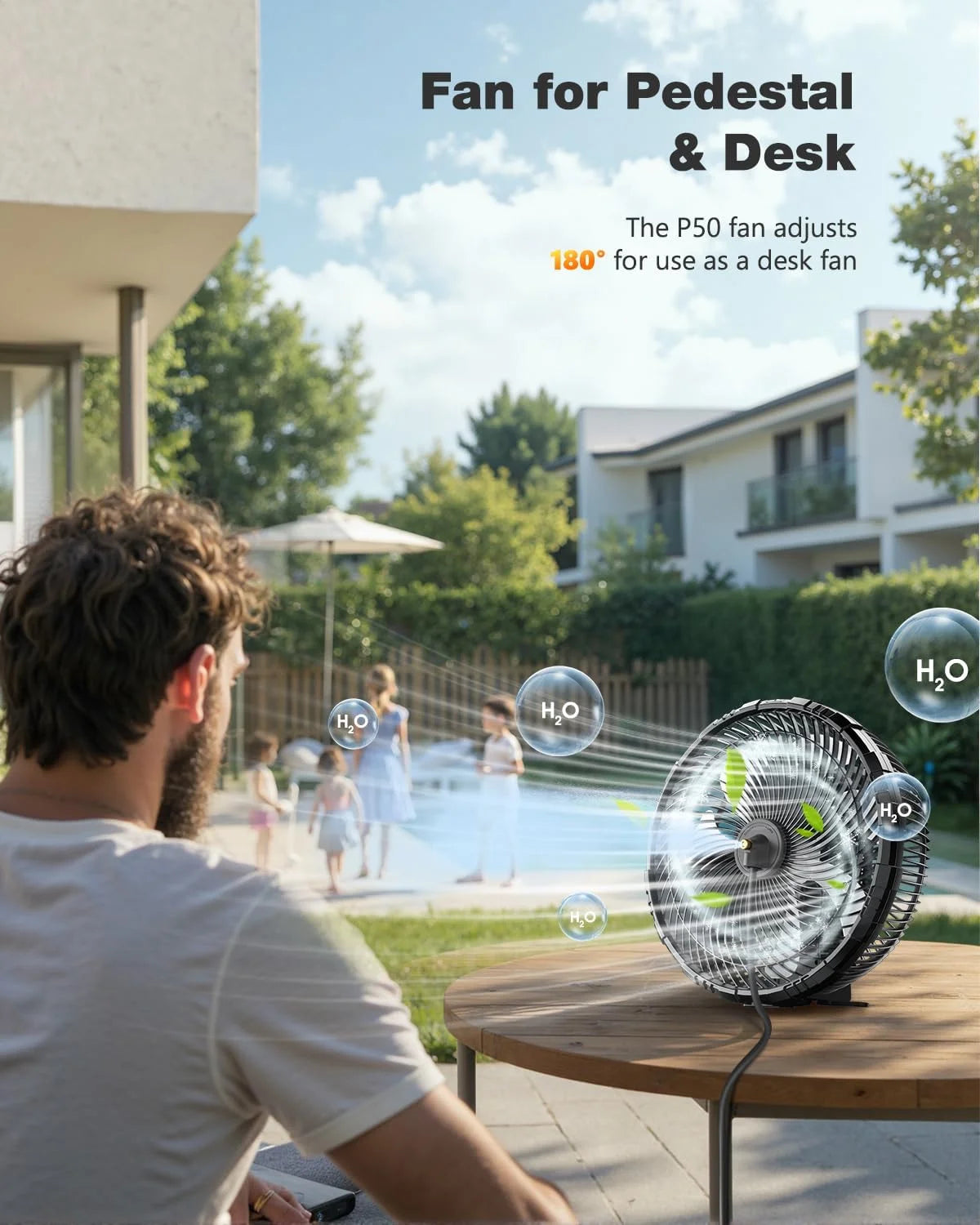 Portable fan products, 20000mAh 12-inch outdoor misting fan, suitable for outdoor patios