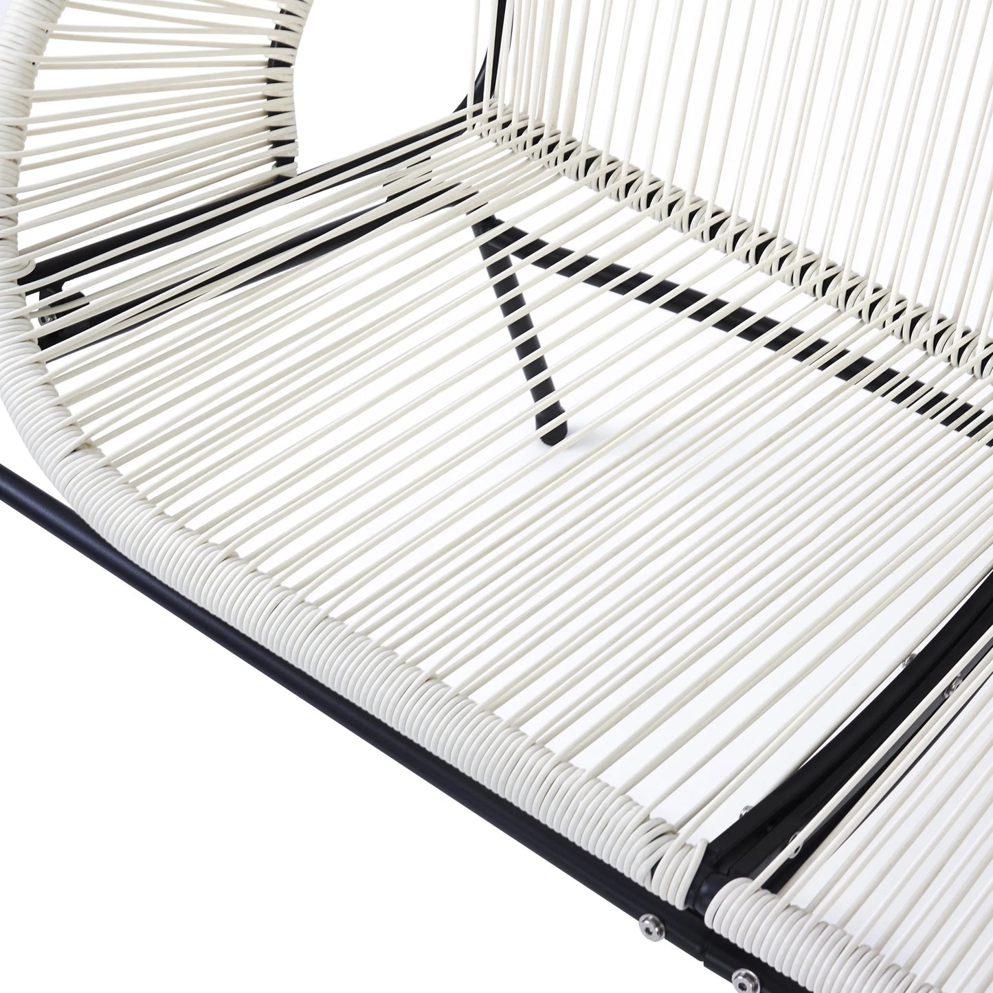 Aspen Modern Outdoor Patio Basket Loveseat, Hammock Weave Design, Metal Frame, Green