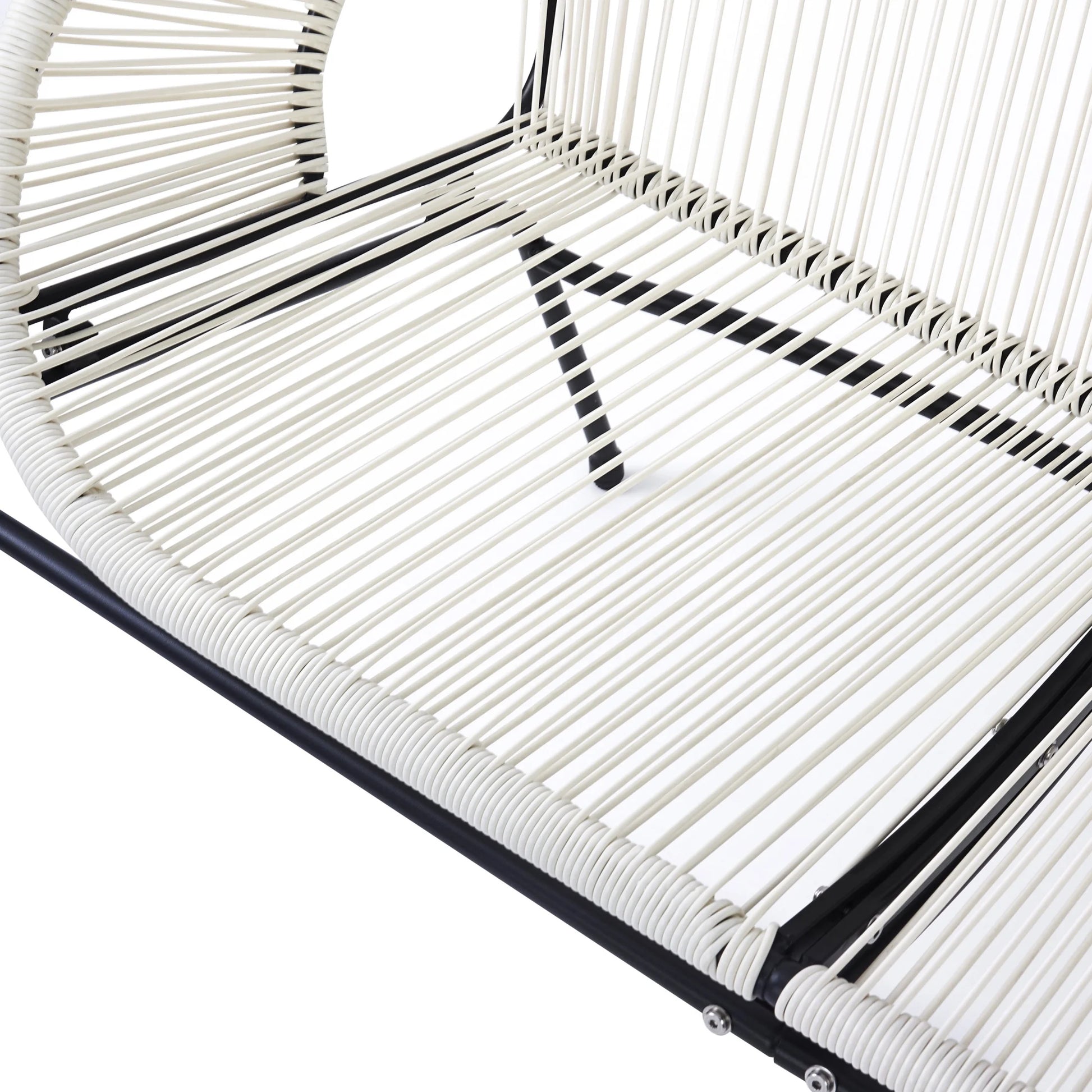 Aspen Modern Outdoor Patio Basket Loveseat, Hammock Weave Design, Metal Frame, Green