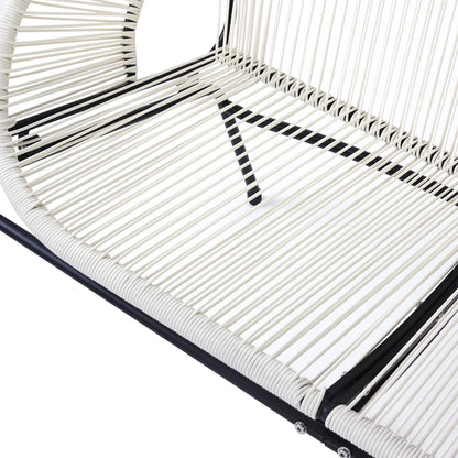 Aspen Modern Outdoor Patio Basket Loveseat, Hammock Weave Design, Metal Frame, Green