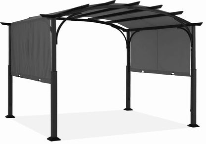 Outdoor Pergola Steel Arched Pergola with Adjustable Canopy for Patio, Backyard and Garden