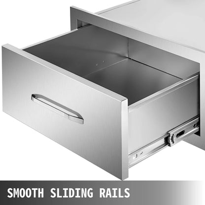 Outdoor Kitchen Drawers 30"Wx10"Hx20"D, Horizontal Double Access BBQ Drawers with Stainless Steel Handle, BBQ Island Drawers for Outdoor Kitchens or BBQ Island Patio Grill Station
