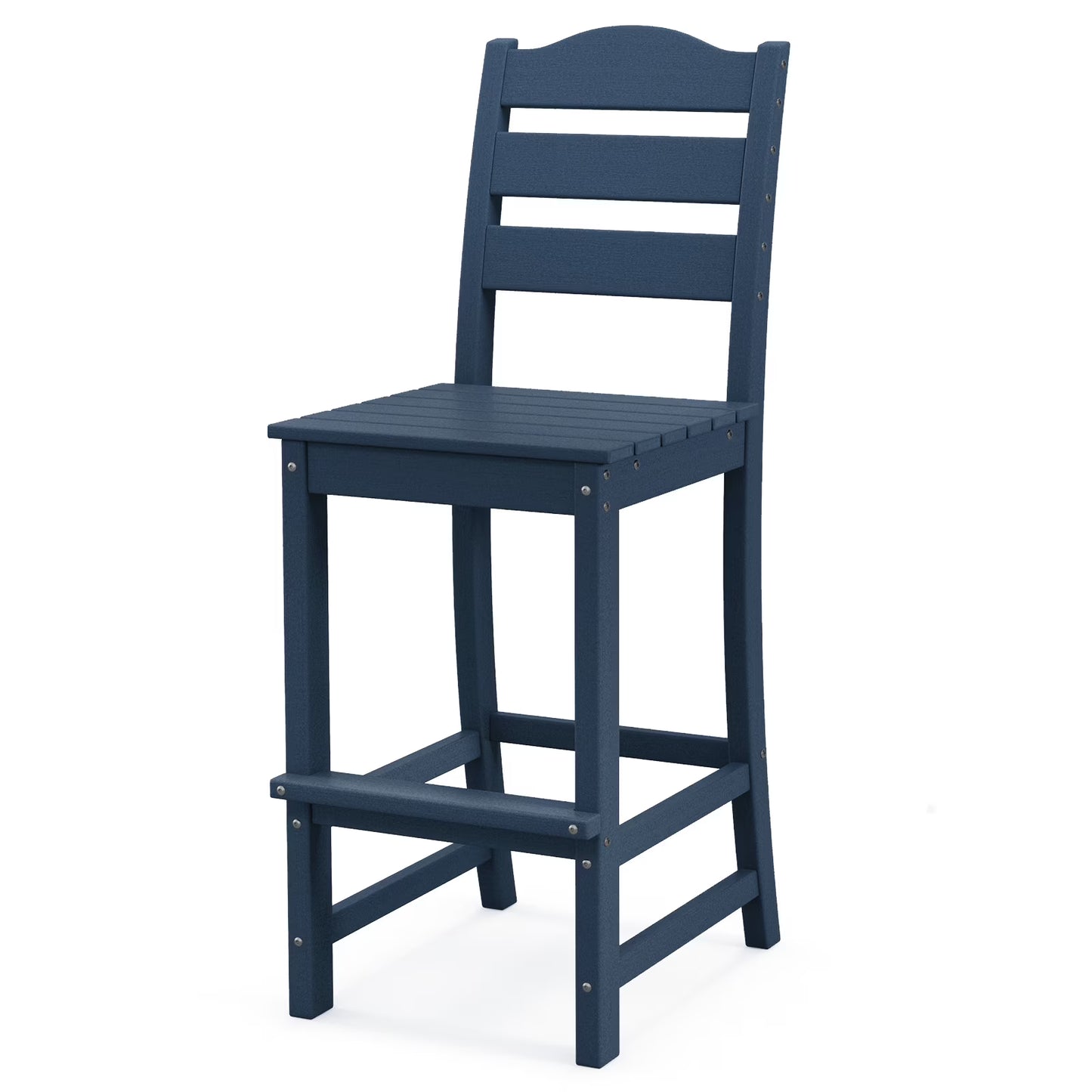 Costway Outdoor HDPE Bar Stool Patio Tall Chair Backrest Footrest All Weather Gray