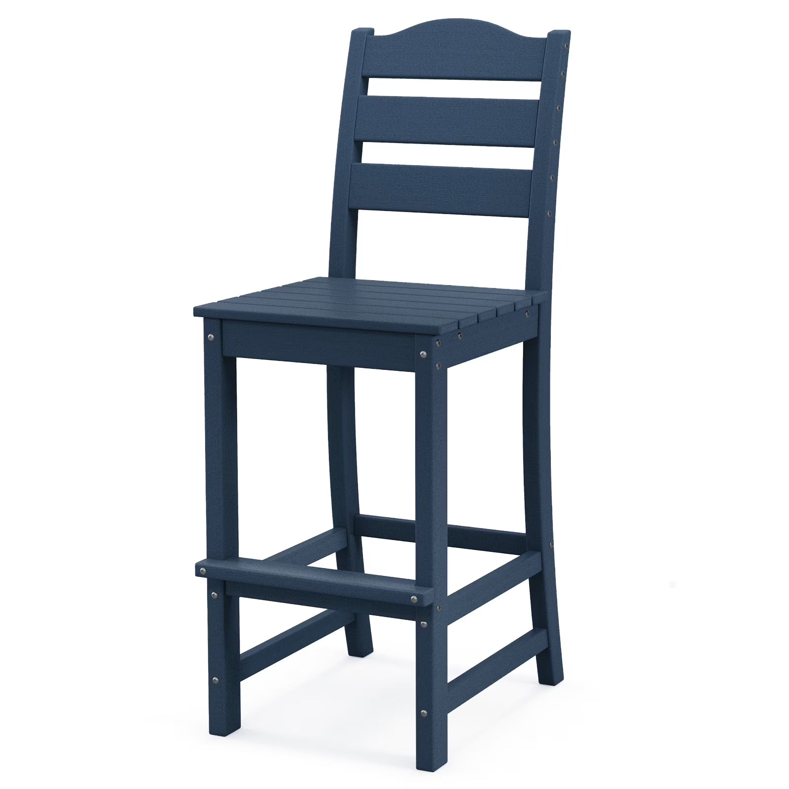 Costway Outdoor HDPE Bar Stool Patio Tall Chair Backrest Footrest All Weather Gray