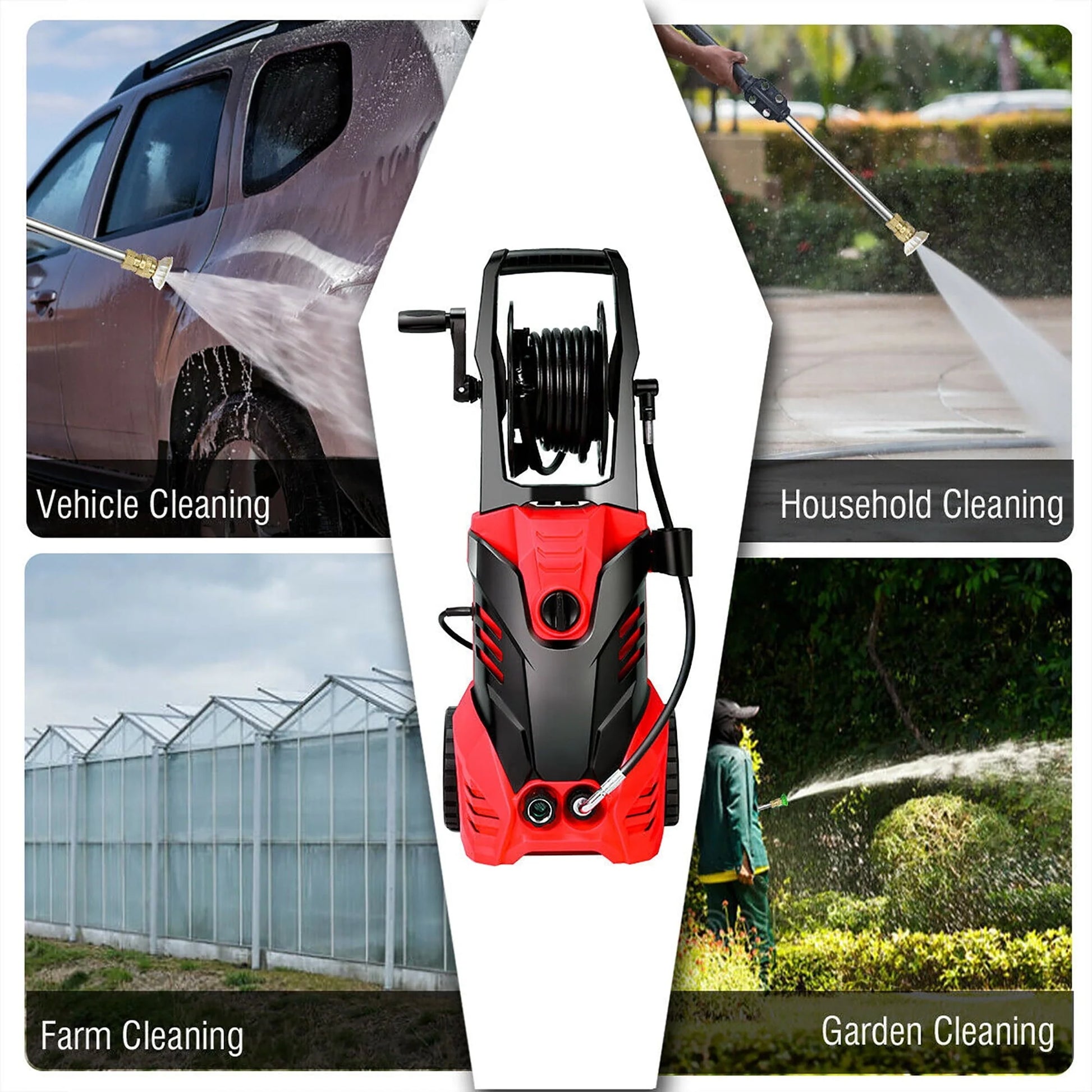 3000PSI Electric High Pressure Washer Machine 2 GPM 2000W w/Deck Patio Cleaner