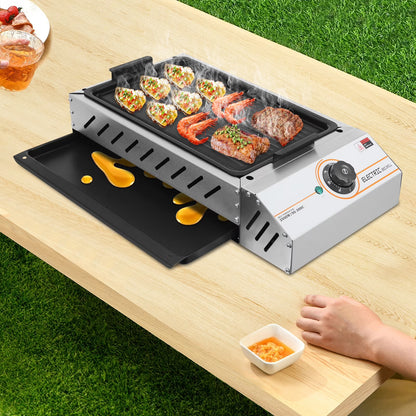 ToppiJoy 122-572° F Electric Griller, Adjustable Temperature Control Teppanyaki Flat Grill for Outdoor Cooking Kitchen and Patio Backyard Barbecue
