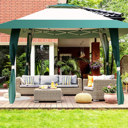 Topbuy 13'x13'Folding Gazebo Canopy Patio Outdoor Tent Party Shade Shelter Green