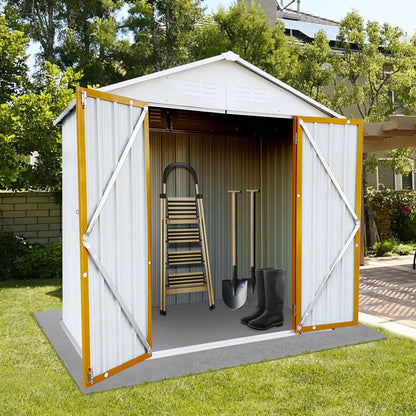 6' x 4' Outdoor Storage Shed, Metal Garden Shed with Lockable Doors, Tools Storage Shed for Backyard, Patio, White