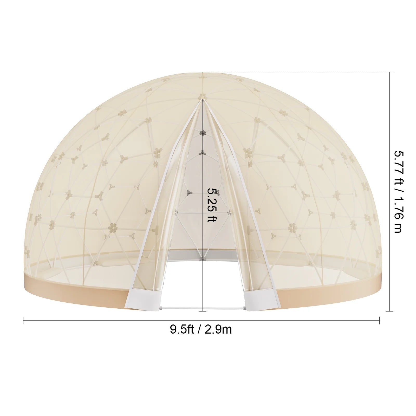 KFFKFF Dome Bubble Tent, 9.5FT Dual Cover (Clear & Light Yellow), Outdoor Spherical Shelter, Enhanced Garden Igloo, Weatherproof Pod for Camping, Patio, Outdoor Dining, Backyard Gatherings