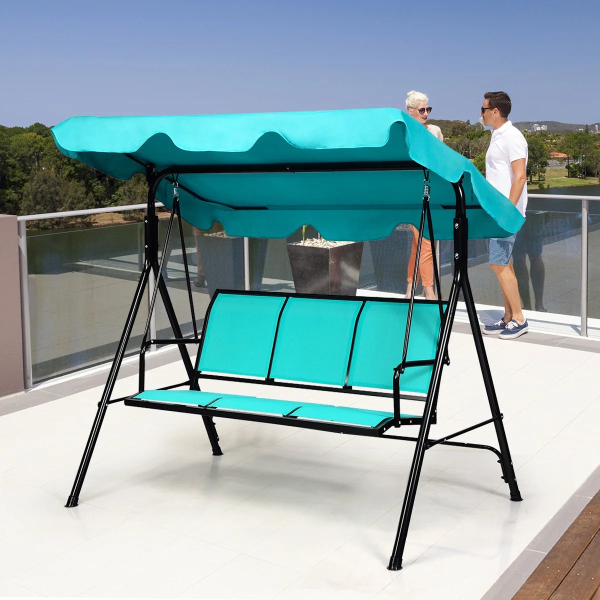 Costway 3 Person Patio Swing Canopy Yard Furniture