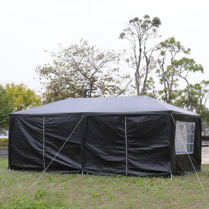 10'x20' Outdoor Party Tent with 6 Removable Sidewalls, Waterproof Canopy Patio Wedding Gazebo, Black