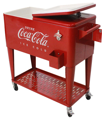 Leigh Country CP 98126 Metal 80 Qt. Coca-Cola Outdoor Patio Cooler with Tray - Red