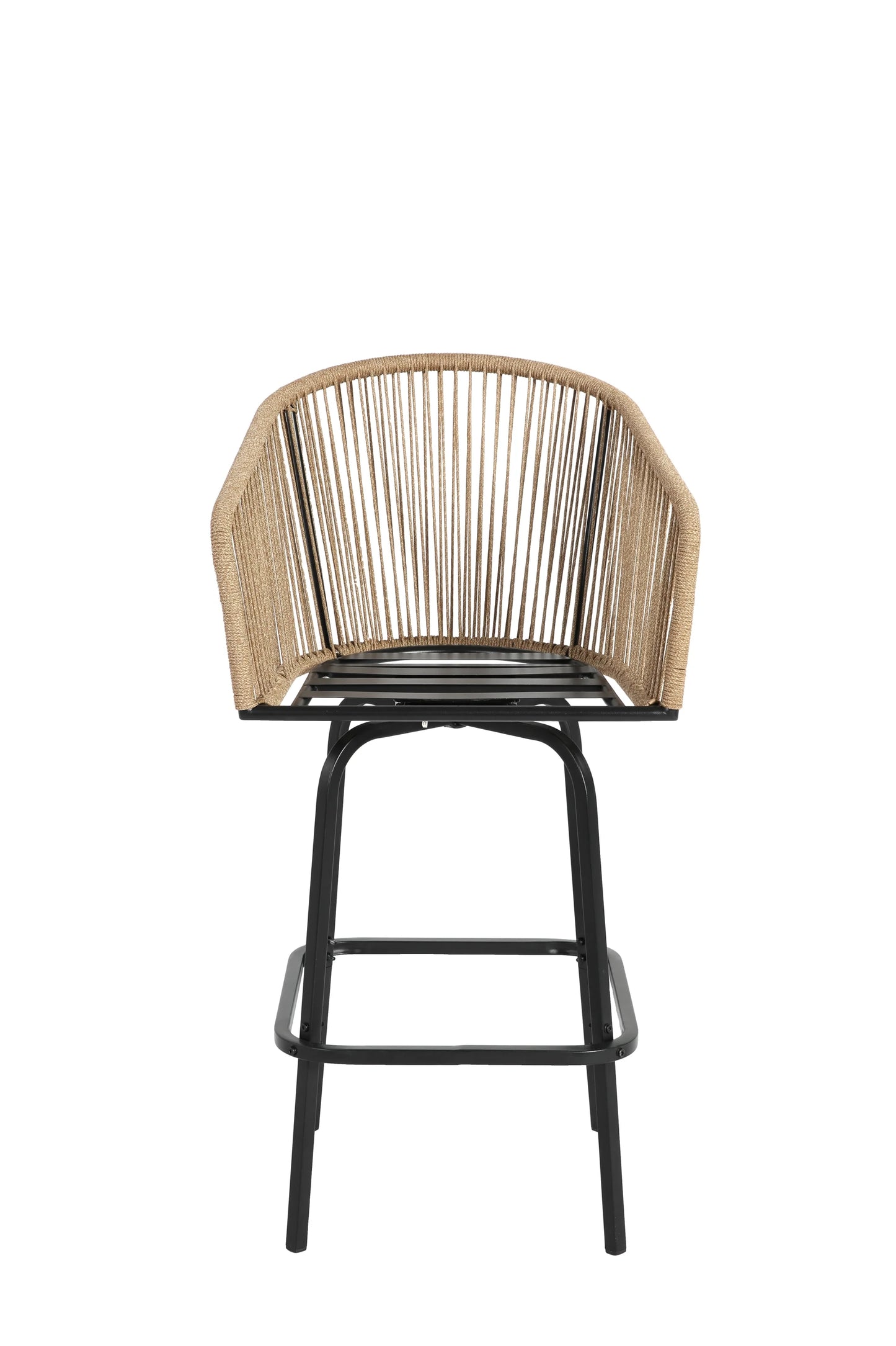 MOONMISS Outdoor Patio 360° Swivel All Weather Rattan Bar Stools(set of 2) with Backrest-Gray