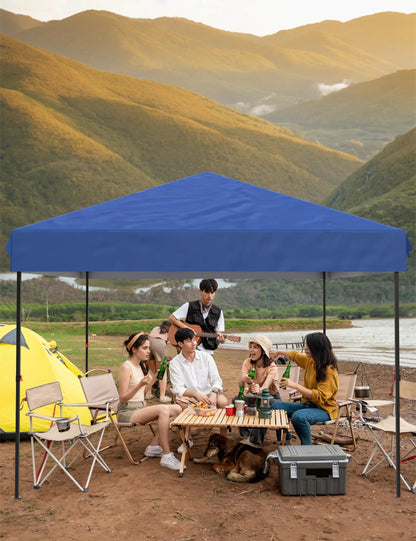 DSstyles 10x10 Ft Pop Up Canopy Tent Easy One Person Set-up, Instant Portable Shelter with 4 Stakes, 4 Ropes, 4 Sandbags for Patio, Outdoor Activities