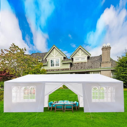 10'x30' Party Tent Outdoor Wedding Event Tents with 8 Removable Sidewalls, Heavy Duty Gazebo, Large Canopy Waterproof for Parties Patio Birthday All Season White