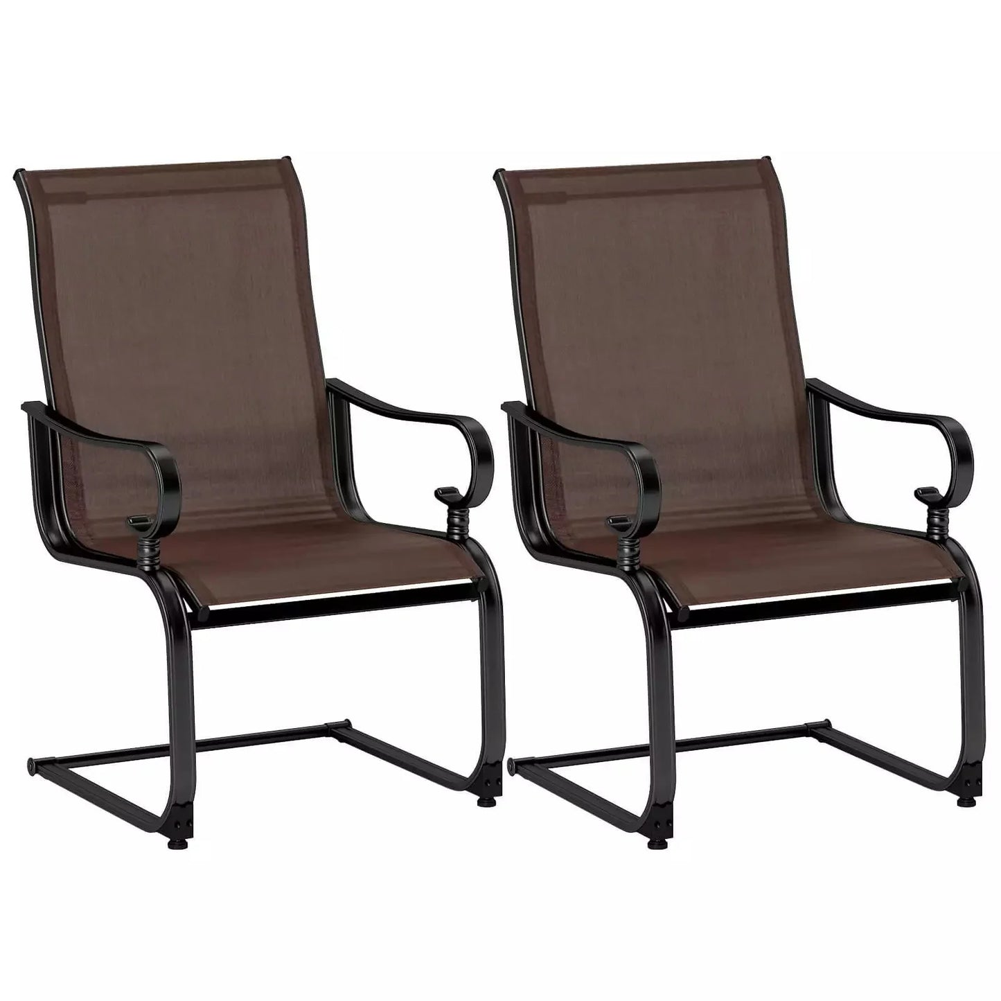 Harmijoy Set of 2 Patio Chairs C-Spring Motion Chairs w/Quick-drying & Breathable Fabric