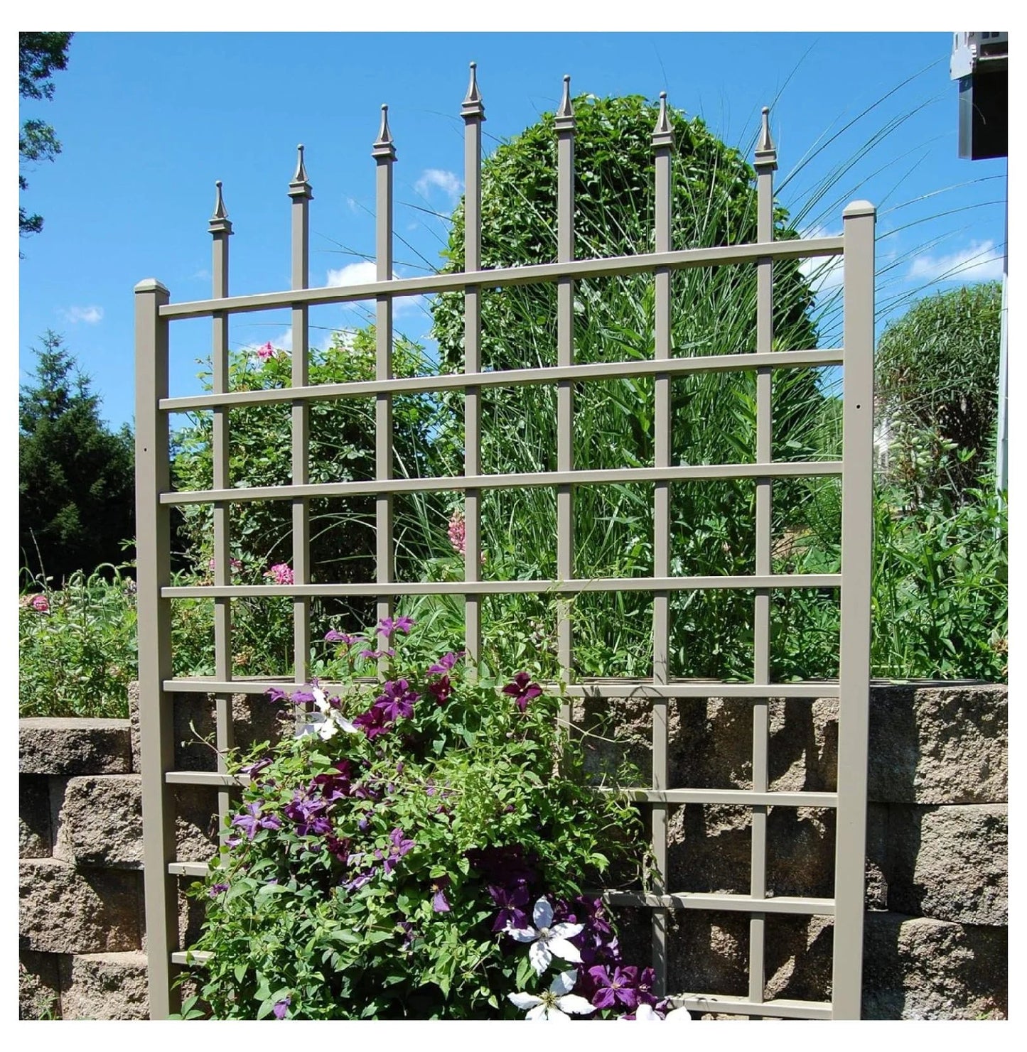 Dura-Trel Cambridge 57 by 95 Inch Heavy Duty Weather Stabilized PVC Vinyl Outdoor Garden Patio Trellis with Wall Mounting Screws and Spacers, Mocha
