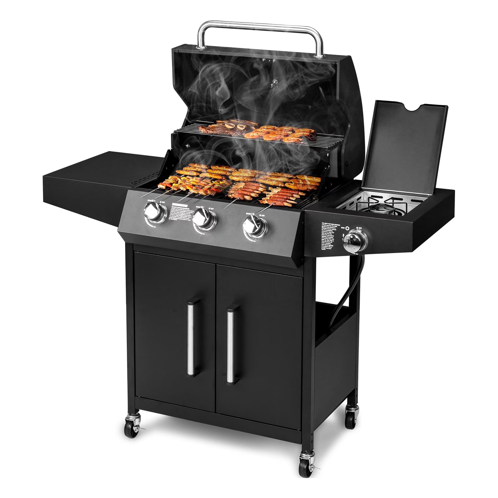 SalonMore Outdoor Gas Grill with Side Stove 46000BTU for Patio Outdoor Party Cooking BBQ