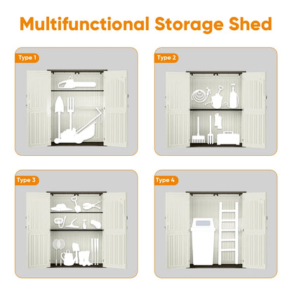 ZYJOYY 60 Cu.Ft Large Outdoor Shed with Floor, Lockable & Waterproof Patio Storage Cabinet for Garden Tools, Pool Supplies & Lawn Equipment, Grey