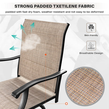 Sophia & William 2Pcs Outdoor Metal Swivel Bar Stools Patio Padded Height Textilene Chairs