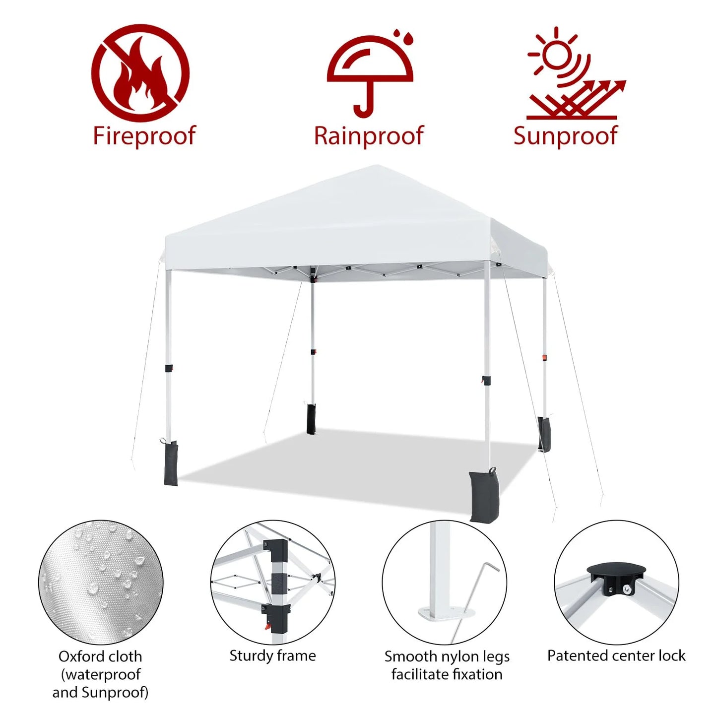 Luku 10x10ft Instant Pop-Up Canopy Tent with Patented Center Lock System, Portable Wheeled Carry Bag, Adjustable Height Straight Legs for Outdoor, Garden, Market, Patio, Yard