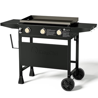 KingChii 3-Burner 28" Propane Griddles Outdoor Flat Top Gas Grill Griddle for Camping, Tailgating, BBQ, Parties, Backyard & Patio